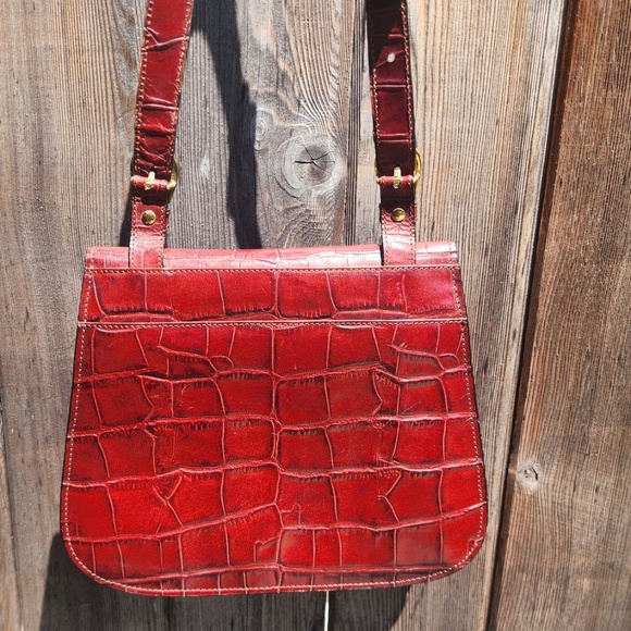 Aigner Red Croc Embossed Leather Crossbody Purse - Picture 13 of 16